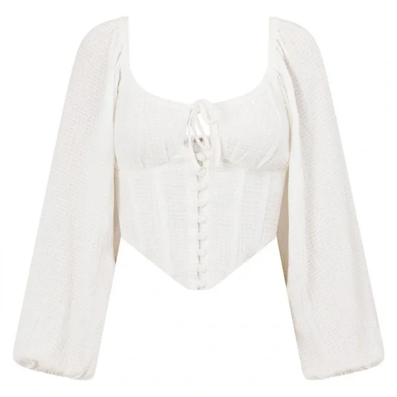 Sabo Skirt White Puff Sleeve Corset Top - Picture 4 of 10